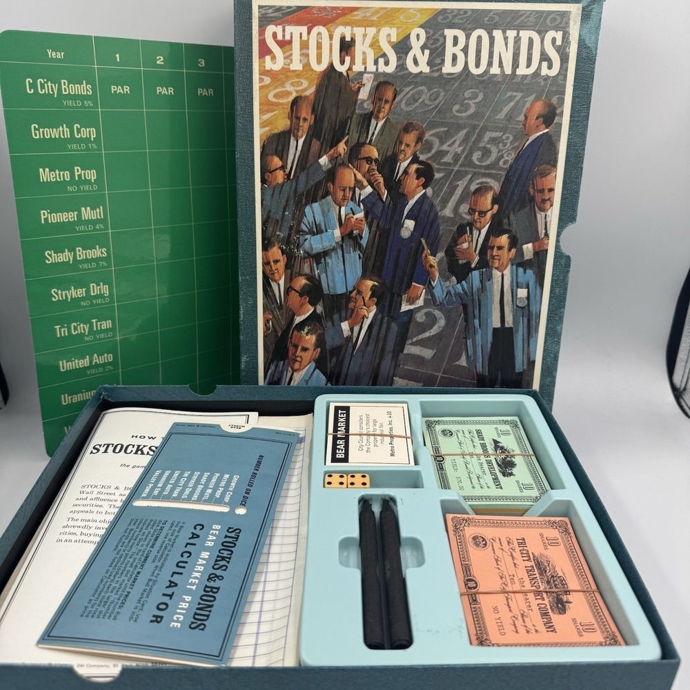 Vintage Stocks and Bonds‎ Board Game 3M Bookshelf  1964 Complete